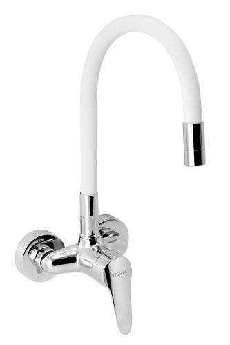 Dřezová baterie s elastickým ramenem 100mm, bílá-chrom - 94484,0B