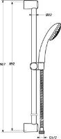 HANSA BASICJET - Sada s nástěnnou tyčí 900 mm, 3 polohová ruční sprcha (1)