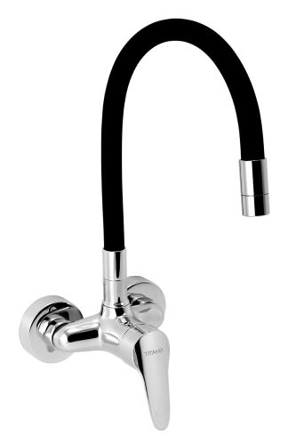 Dřezová baterie s elastickým ramenem 100mm, černá-chrom - 94484,0C