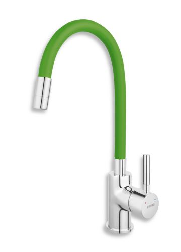 Dřezová stojánková baterie zelená-chrom s elastickým ramenem - 70710,0Z