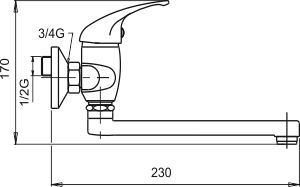 Dřezová baterie 150 mm lékařská páka Metalia 55 chrom - 55076L,0