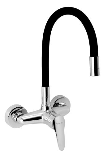 Dřezová baterie s elastickým ramenem 150mm, černá-chrom - 94480,0C