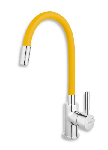 Dřezová stojánková baterie,žlutá-chrom s elastickým ramenem - 70710,0ZL