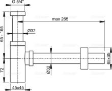 Sifon umyvadlový DN32 DESIGN celokovový, hranatý (1)