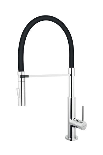Dřezová baterie se sprškou a černým flexi ramenem, chrom - BLE4B