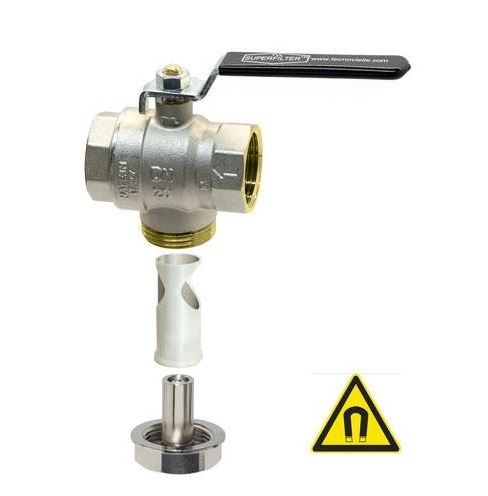SUPERFILTER Kulový kohout s filtrem a magnetem 2" FF páka (magnet filterball)