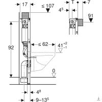 GEBERIT Duofix pro závěsné WC H 98 s nádržkou do stěny Omega 12cm (2)